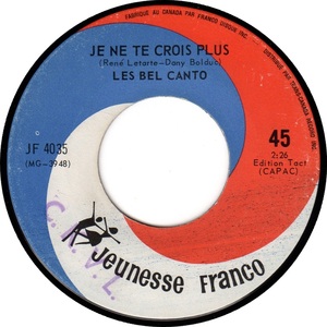 Je Ne Te Crois Plus b/w À Toi, Pour Toi