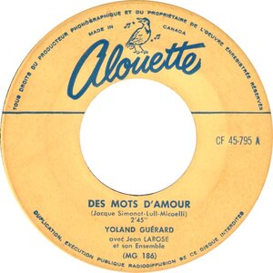 Des Mots D'amour b/w Peux-tu Songer