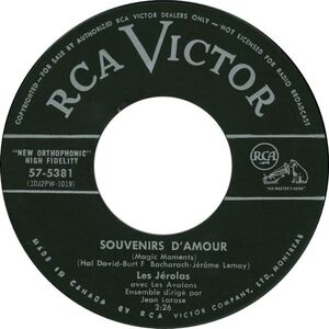 Souvenirs d'amour (Magic Moments) b/w Le rythme de l'amour (I Beg Of You)