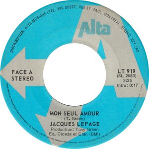 Mon Seul Amour b/w Je Ne Veux Pas être Seul