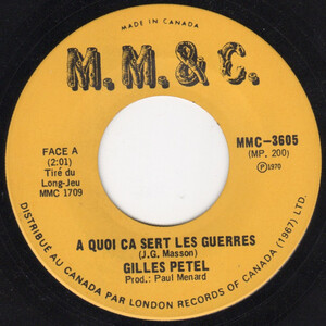 	A Quoi Ca Sert Les Guerres b/w Je Te Remercie