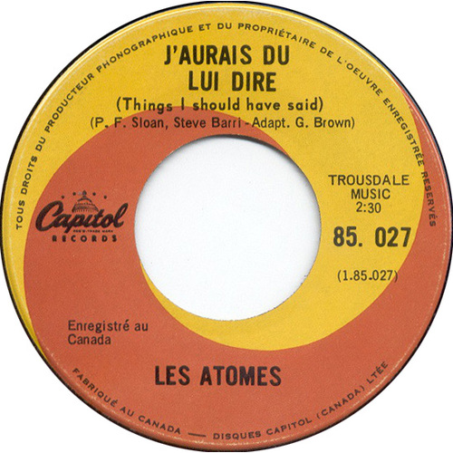  J'Aurais Dû Lui Dire (Things I should have said) b/w Je L'Attend Ce Soir
