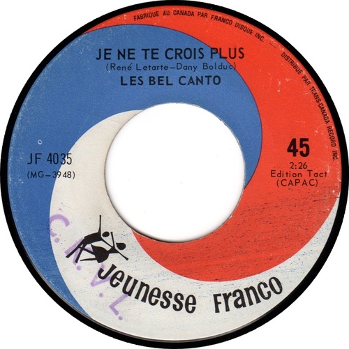 Je Ne Te Crois Plus b/w À Toi, Pour Toi