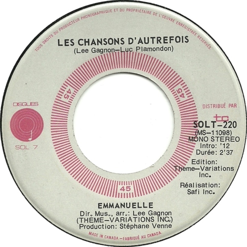 Les Chansons D'autrefois b/w Ma Chanson