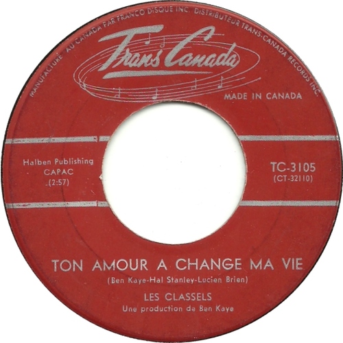 Ton Amour A Changé Ma Vie b/w Tu Le Regetteras