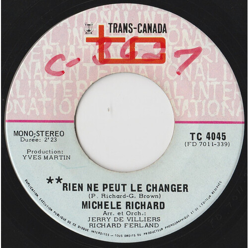 	Rien Ne Peut Le Changer b/w L'oiseau De Feu (El Condor Pasa)