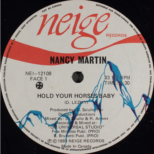 Hold Your Horses Baby b/w Hold Your Horses Baby (Dub Mix) (as Nancy Martin)