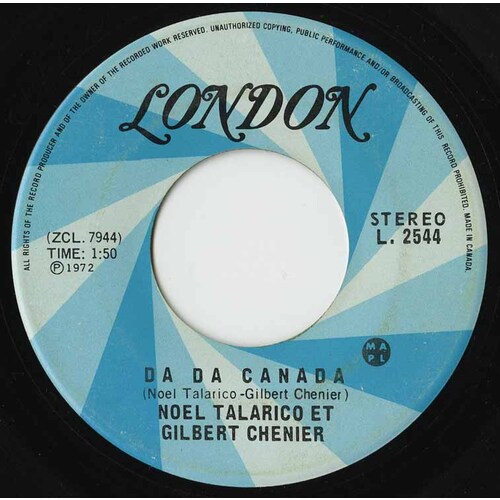 Da Da Canada b/w Da Da Canada  (instrumental)