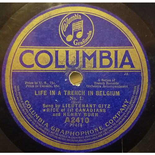 Life in a Trench in Belgium (Lieutenant Gitz Rice of 1st Canadians and Henry Burr)