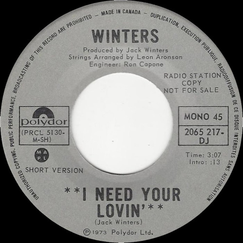 I Need Your Lovin' b/w The Lonely Trip Back