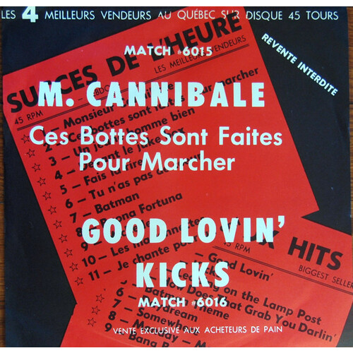 Les Aristocrates Monsieur Cannibale b/w Renée Martel Ces Bottes Sont Faites Pour Marcher (picture sleeve)