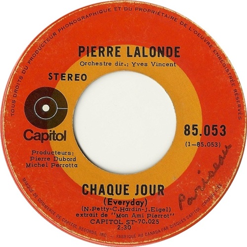 Chaque Jour (Everyday) b/w Quand T'auras Vingt Ans (Maria Isabel)