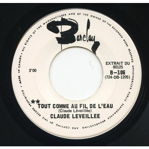 	Tout Comme Au Fil De L'Eau b/w Une Etoile Au Coeur