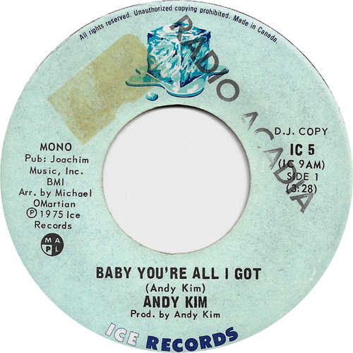 Baby You're All I Got [Mono] B: Baby You're All I Got [Stereo] (promo only)